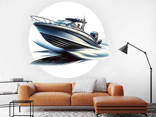 Rychlá motorová loď samolepky na zeď, Rychlá motorová loď nálepky na stěnu, Rychlá motorová loď dekorace na zdi, Rychlá motorová loď tapety na zdi