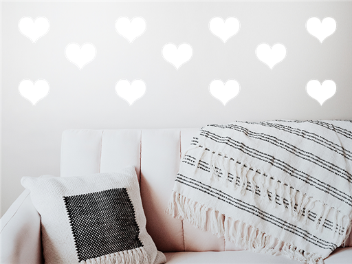 Sada 50 srdiečok samolepky na stenu, Sada 50 srdiečok nálepky na stenu, Sada 50 srdiečok dekorácie na stenu, Sada 50 srdiečok samolepiace nálepky na stenu