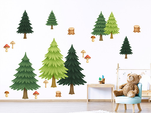 Súprava ihličnatých stromov