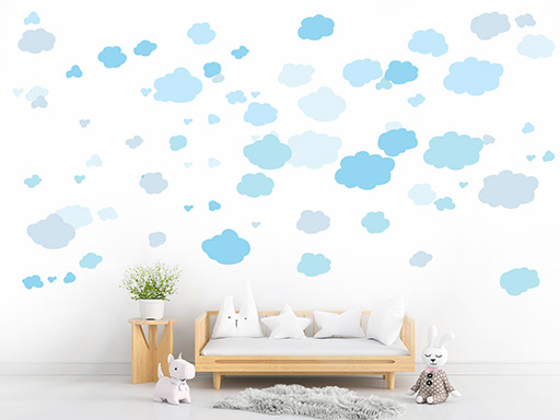 Sada mrakov samolepky na stenu, Sada mrakov nálepky na stenu, Sada mrakov dekorácie na stenu, Sada mrakov nálepka na stenu