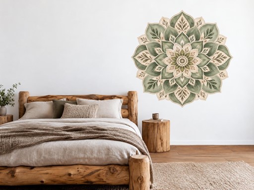 Šalvějová mandala samolepky na zeď, Šalvějová mandala tapety na zeď, Šalvějová mandala dekorace na zeď, Šalvějová mandala nálepky na zeď