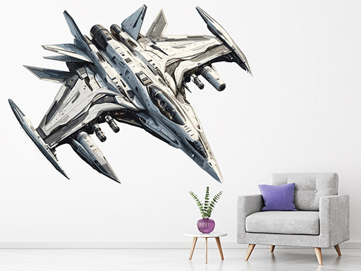 Scifi stíhačka samolepky na stenu, Scifi stíhačka nálepky na stenu, Scifi stíhačka dekorácie na stene, Scifi stíhačka tapety na stene
