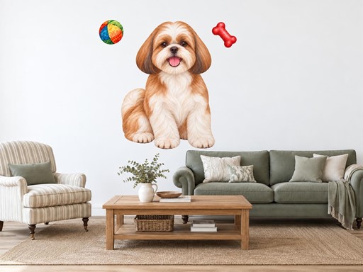 Shih-tzu s míčkem a kostí