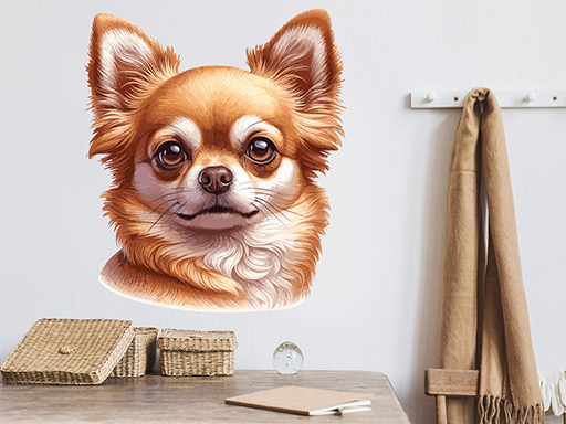 Pes Čivava samolepky na zeď, Pes Čivava nálepky na stěnu,  Čivava dekorace na zdi, Silueta Čivava tapety na zdi