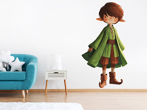 Škriatok Elf samolepka na stenu, Škriatok Elf nálepky na stenu, Škriatok Elf dekorácie na stenu, Škriatok Elf samolepiaci dekor na steny, Škriatok Elf samolepiace tapety na stenu,