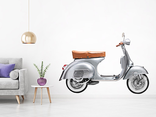 Skúter Vespa samolepka na stenu, Skúter Vespa nálepky na stenu, Skúter Vespa dekorácie na stenu, Skúter Vespa samolepiaci dekor na steny, Skúter Vespa samolepiace tapety na stenu