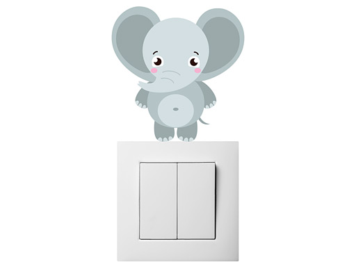 Sloník na vypínač samolepka na stenu, Sloník na vypínač nálepka na stenu pre deti, Sloník na vypínač detská dekorácia na stenu, Sloník na vypínač samolepiaca nálepka na stenu