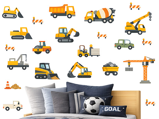 Nálepky na stenu s motívom stavebných vozidiel pre deti, Nálepky na stenu s motívom stavebných vozidiel pre deti, Nálepky na stenu s motívom stavebných vozidiel pre chlapcov, Dekorácie na stenu s motívom stavebných vozidiel pre deti, Samolepiace nálepky na stenu s motívom stavebných vozidiel pre deti