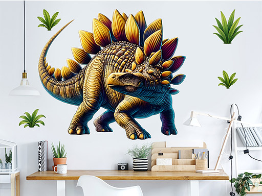 Stegosaurus samolepka na zeď, stegosaurus nálepka na zdi, stegosaurus samolepící dekor na stěnu, stegosaurus dinosaurus na zeď
