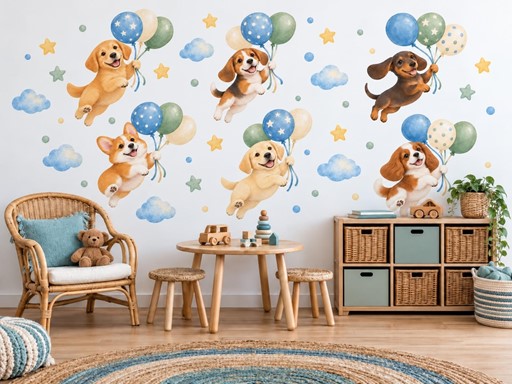 Štěňátka s balonky