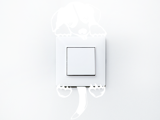 Šteňa na vypínač samolepky na stenu, Šteňa na vypínač nálepky na stenu pre deti, Šteňa na vypínač detské dekorácie na stenu, Šteňa na vypínač samolepiace nálepky na stenu