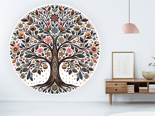 Strom mandala samolepky na stenu, Strom mandala nálepky na stenu, Strom mandala dekorácie na stene, Strom mandala tapety na stene