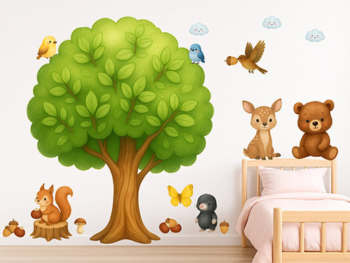 Strom pre deti samolepky na stenu, Strom pre deti nálepky na stenu, Strom pre deti dekorácie na stene, Strom pre deti tapety na stene
