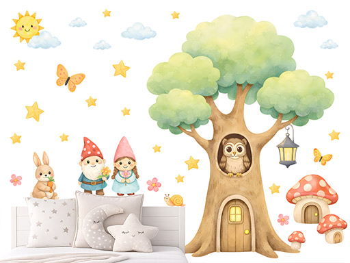 Stromy jako z pohádky samolepky na zeď, Stromy jako z pohádky nálepky na zeď pro děti, Stromy jako z pohádky dětské dekorace na zeď, Strom jako z pohádky samolepící nálepky na zeď