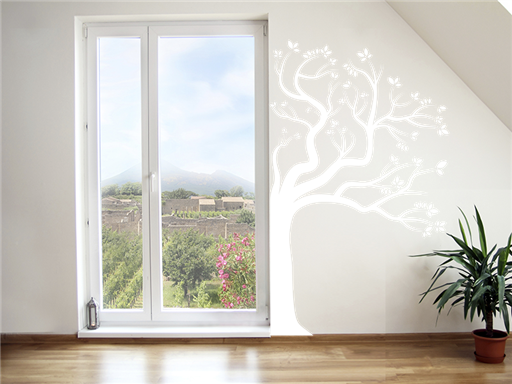 Štýlový strom samolepka na stenu, Štýlový strom nálepky na stenu, Štýlový strom dekorácie na stenu, Štýlový strom tapety na stenu, Štýlový strom samolepiaci dekor na stenu