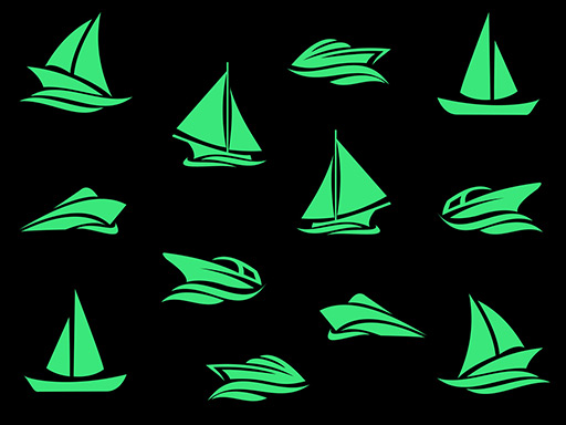 Svietiace loďky samolepky na stenu, Svietiace loďky nálepky na stenu, Svietiace loďky dekorácie na stenu, Svietiace loďky samolepiace nálepky na stenu