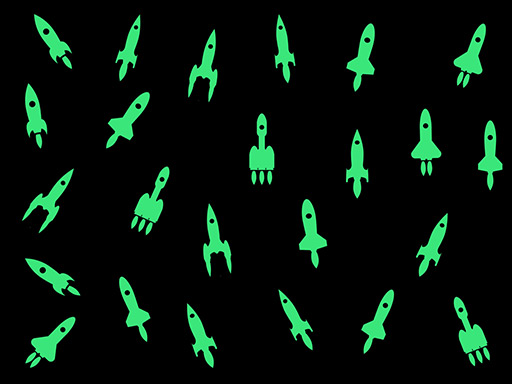 Svietiace raketky samolepky na stenu, Svietiace raketky nálepky na stenu pre deti, Svietiace raketky detské dekorácie na stenu, Svietiace raketky samolepiace nálepky na stenu