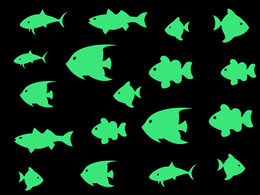 Svietiace rybičky samolepky na stenu, Svietiace rybičky nálepky na stenu, Svietiace rybičky dekorácie na stenu, Svietiace rybičky samolepiace nálepky na stenu