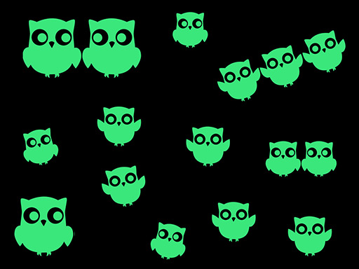 Svietiace sovičky samolepky na stenu, Svietiace sovičky nálepky na stenu, Svietiace sovičky dekorácie na stenu, Svietiace sovičky samolepiace nálepky na stenu