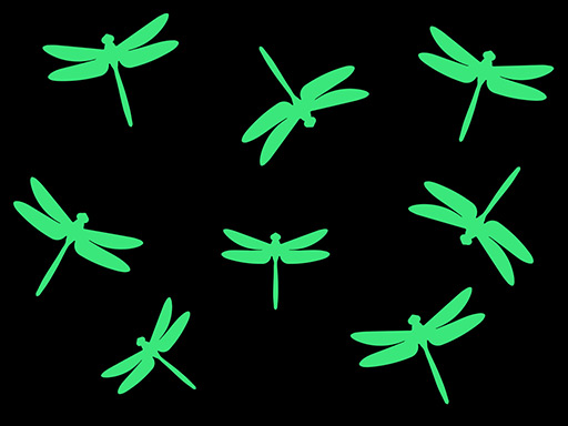 Svietiace vážky samolepky na stenu, Svietiace vážky nálepky na stenu, Svietiace vážky dekorácie na stenu, Svietiace vážky samolepiace nálepky na stenu