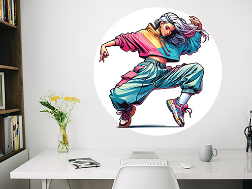Street tanečnice samolepky na zeď, Street tanečnice nálepky na zeď, hip hop dekorace na zeď, dance tanečnice samolepící nálepky na zeď