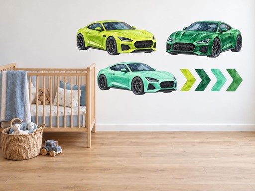 Tři zelené sporťáky samolepky na zeď, Tři zelené sporťáky tapety na zeď, Tři zelené sporťáky dekorace na zeď, Tři zelené sporťáky nálepky na zeď