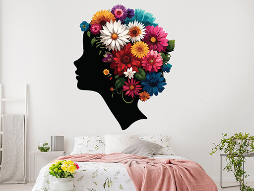 Tvár kvetinové víly samolepky na stenu, Tvár kvetinové víly nálepky na stenu, Tvár kvetinové víly dekorácie na stenu, Tvár kvetinové víly samolepiace nálepky na stenu