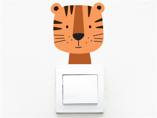 Tigrík na vypínač samolepky na stenu, Tigrík na vypínač nálepky na stenu, Tigrík na vypínač dekorácie na stenu, Tigrík na vypínač samolepiace nálepky na stenu