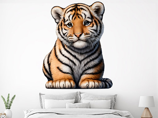 Tygřík samolepka na zeď, Tygřík nálepky na zeď, Tygřík dekorace na stěnu, Tygřík samolepící dekor na stěny, Tygřík samolepící tapety na zeď