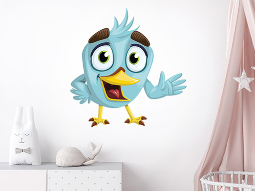 Upovedaný vtáčik samolepky na stenu, Upovedaný vtáčik nálepky na stenu, Upovedaný vtáčik pre deti dekorácie na stenu, Upovedaný vtáčik samolepiace nálepky na stenu