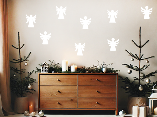 Vianočné anjelikovia samolepka na okno, Vianočné anjelikovia nálepky na stenu, Vianočné anjelikovia dekorácie na stenu, Vianočné anjelikovia samolepiaci dekor na steny, Vianočné anjelikovia samolepiace tapety na okno