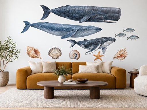 Velryby z hlubin oceánu samolepky na zeď, Velryby z hlubin oceánu tapety na zeď, Velryby z hlubin oceánu dekorace na zeď, Velryby z hlubin oceánu nálepky na zeď