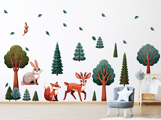 Veselá zvířátka na stromě samolepky na zeď, Veselá zvířátka na stromě nálepky na zeď pro děti, Veselá zvířátka na stromě dětské dekorace na zeď, Veselá zvířátka na stromě samolepící nálepky na zeď