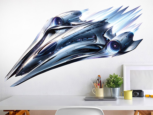 Vesmírná loď samolepky na zeď, Vesmírná loď nálepky na stěnu, Vesmírná loď dekorace na zdi, Vesmírná loď tapety na zdi