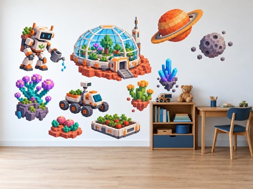 Minecraft Vesmírná zahrada s robotem