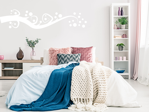 Vetva s krúžkami samolepky na stenu, Vetva s krúžkami nálepky na stenu, Vetva s krúžkami dekorácie na stene, Vetva s krúžkami tapety na stene