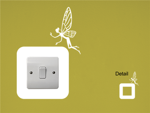 Víla na vypínač samolepky na stenu, Víla na vypínač nálepky na stenu, Víla na vypínač dekorácie na stenu, Víla na vypínač samolepiacej nálepky na stenu