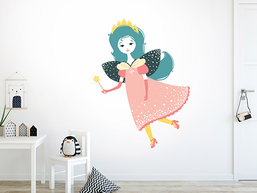 Víla z pohádky samolepky na zeď, Víla z pohádky nálepky na zeď pro děti, Víla z pohádky dětské dekorace na zeď, Víla z pohádky samolepící nálepky na zeď
