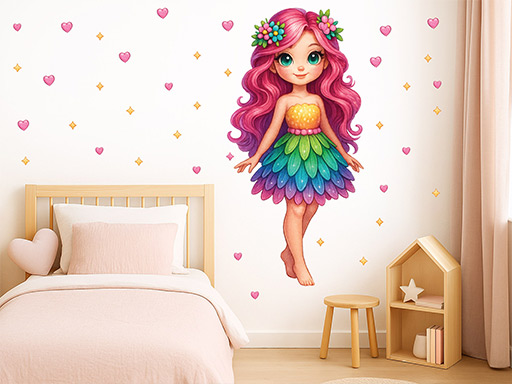 víla samolepky na zeď, víla nálepky na stěnu, víla dekorace na zeď, víla samolepící folie na stěnu