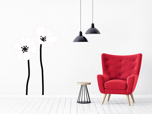 Vlčí mak samolepka na stenu, Vlčí mak nálepky na stenu, Vlčí mak dekorácie na stenu, Vlčí mak samolepiaci dekor na steny, Vlčí mak samolepiace tapety na stenu