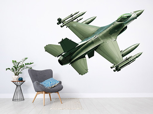 Vojenská stíhačka samolepka na stenu, Vojenská stíhačka nálepky na stenu, Vojenská stíhačka dekorácie na stenu, Vojenská stíhačka nalepovacie samolepky na stene