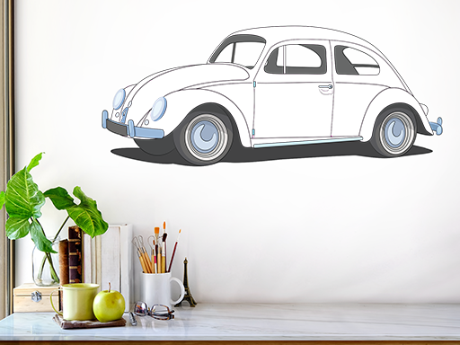 Volkswagen Beetle samolepky na stenu, Volkswagen Beetle dekorácie na stenu, Volkswagen Beetle samolepiace dekorácie na stene, Volkswagen Beetle nálepky na stenu