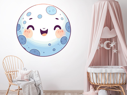 Vysmiaty mesiac samolepka na stenu, Vysmiaty mesiac nálepky na stenu, Vysmiaty mesiac dekorácie na stenu, Vysmiaty mesiac samolepiaci dekor na steny, Vysmiaty mesiac samolepiace tapety na stenu