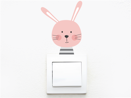 Zajačik na vypínač samolepky na stenu, Zajačik na vypínač nálepky na stenu, Zajačik na vypínač dekorácie na stenu, Zajačik na vypínač samolepiace nálepky na stenu