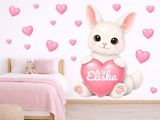 Zajačik so srdiečkom a menom