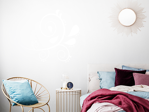 Zdobená vetvička samolepky na stenu, Zdobená vetvička nálepky na stenu, Zdobená vetvička dekorácie na stene, Zdobená vetvička tapety na stene