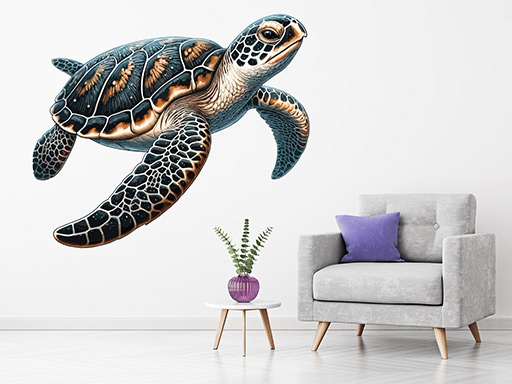 Želva Kareta samolepka na zeď, Želva Kareta nálepky na zeď, Želva Kareta dekorace na stěnu, Želva Kareta samolepící dekor na stěny, Želva Kareta samolepící tapety na zeď