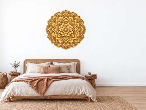 Zlatá mandala samolepky na zeď, Zlatá mandala tapety na zeď, Zlatá mandala dekorace na zeď, Zlatá mandala nálepky na zeď