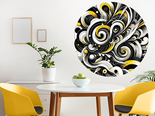 Žltočierny abstrakt samolepky na stenu, Žltočierny abstrakt nálepky na stenu, Žltočierny abstrakt dekorácie na stenu, Žltočierny abstrakt samolepiace nálepky na stenu
