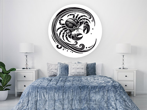 Znamenie zverokruhu Rak samolepka na stenu, Znamenie zverokruhu Rak nálepky na stenu, Znamenie zverokruhu Rak dekorácie na stenu, Znamenie zverokruhu Rak samolepiaci dekor na steny, Znamenie zverokruhu Rak samolepiace tapety na stenu